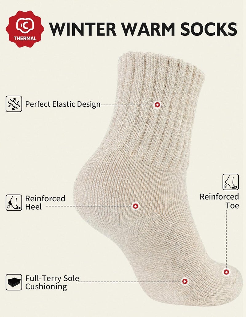 CLOSEMATE Womens Thick Full Cushioned Thermal Warm Boot Socks for Winter 3 Pairs - Image 2